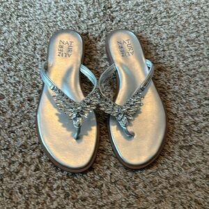 Naturalizer silver rhinestones flip flop size 7.5
